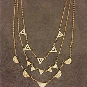 Stella & Dot gold pave chevron 3 in 1 necklace